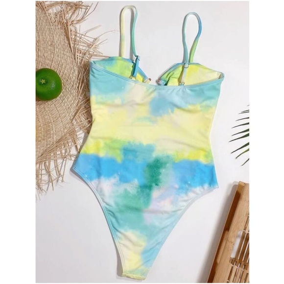 Boho Tie Dye One Piece Monokini Swim Beach - Picture 4 of 4